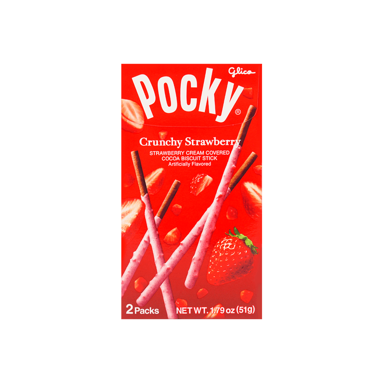 GLICO Crunchy Strawberry Pocky Cookie Sticks, 1.79oz